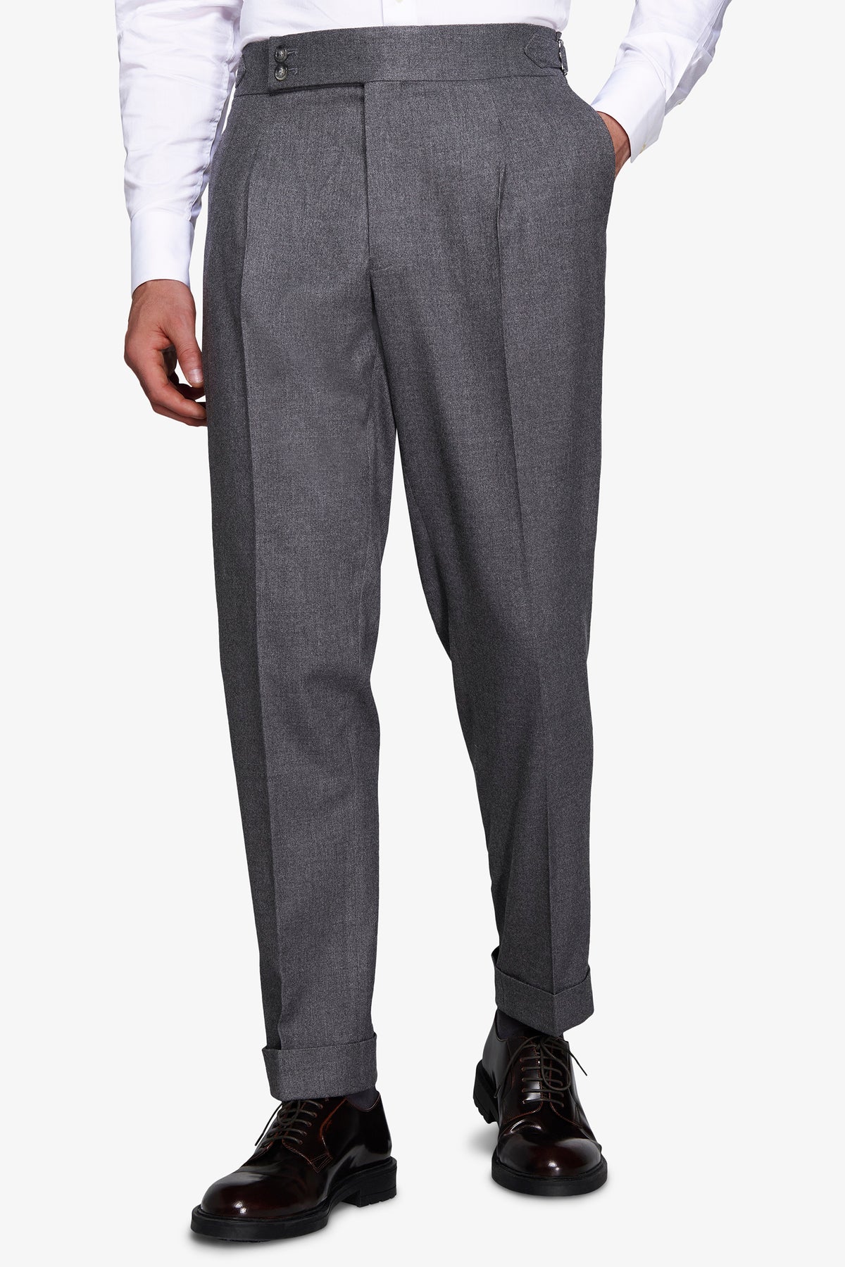 Pantaloni effetto flanella grigio medio