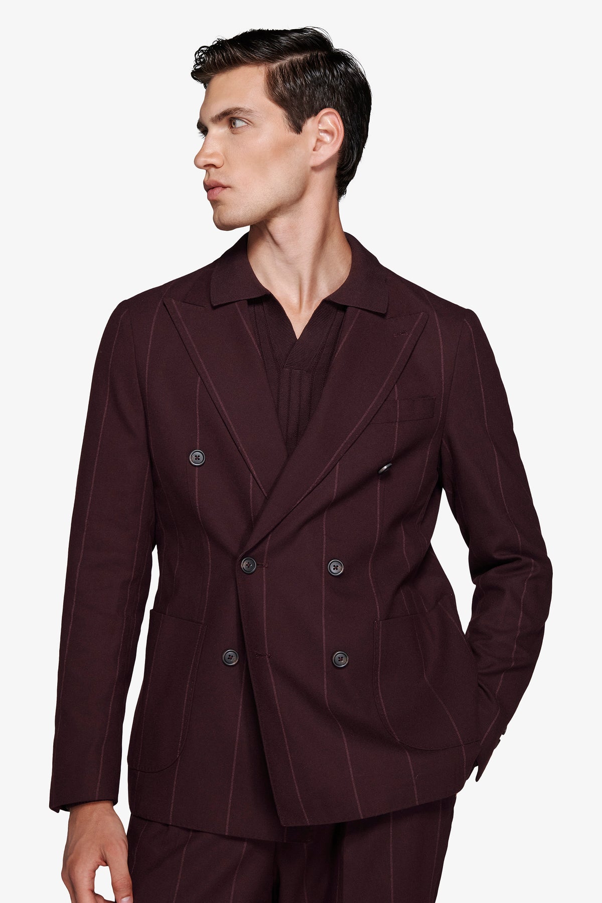 Giacca doppiopetto gessata bordeaux