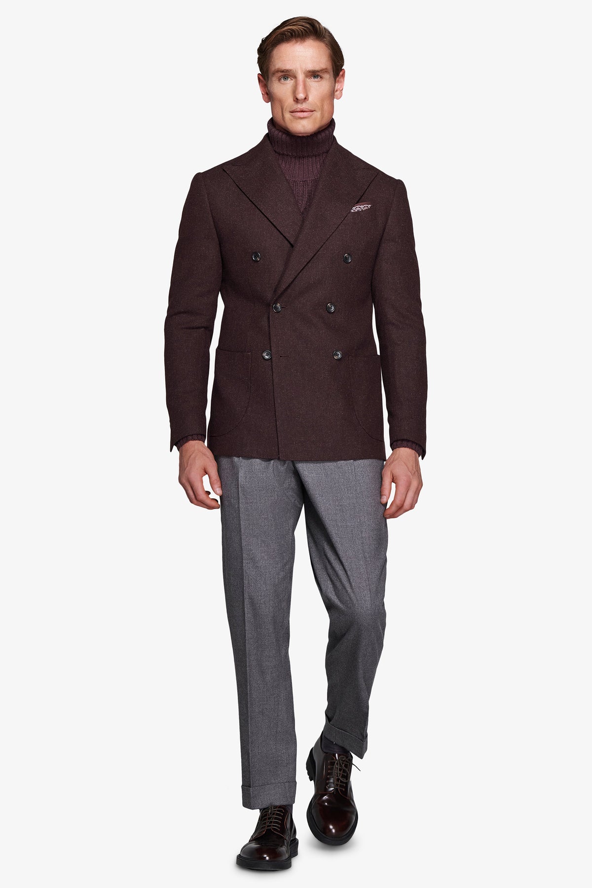Giacca doppiopetto effetto flanella bordeaux