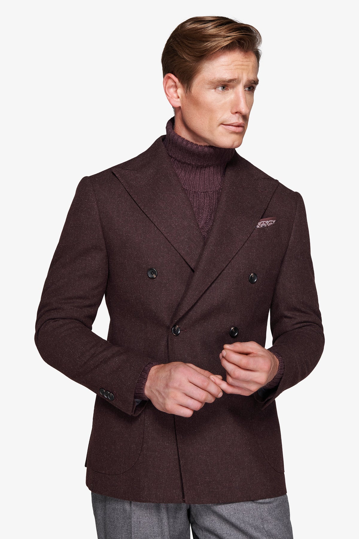 Giacca doppiopetto effetto flanella bordeaux
