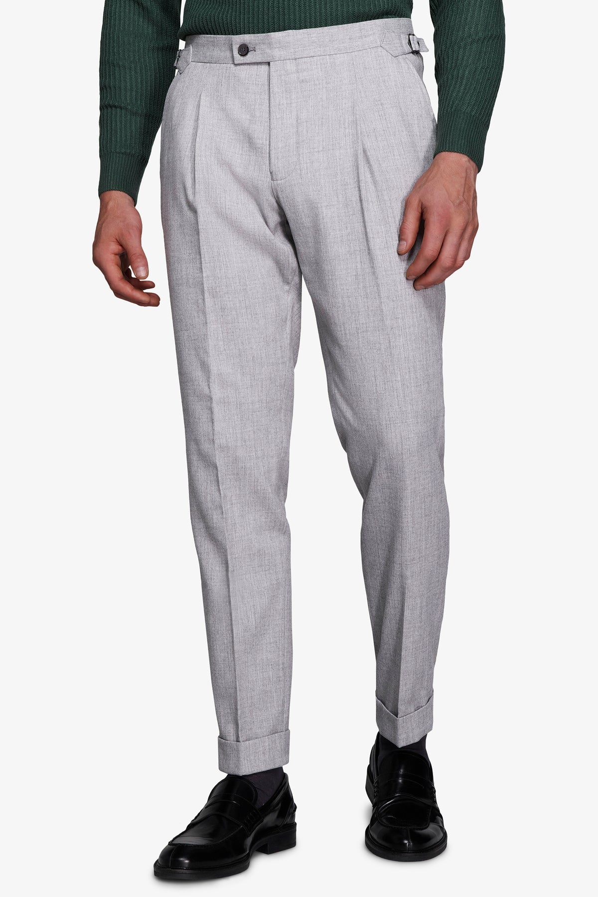 Pantaloni effetto flanella grigio chiaro