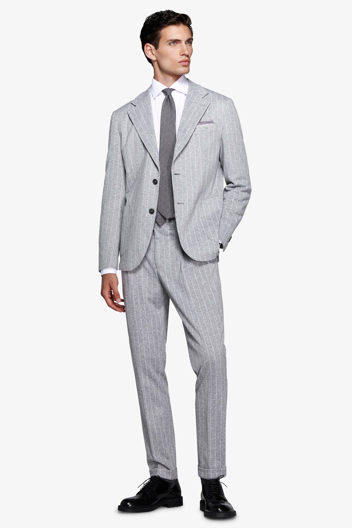 Giacca gessata grigio chiaro