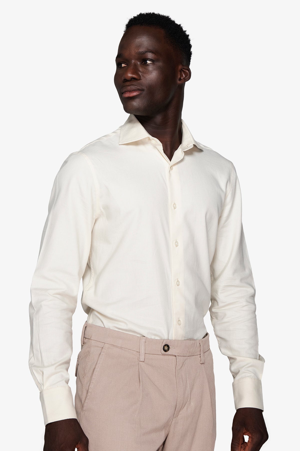 Camicia effetto flanella panna