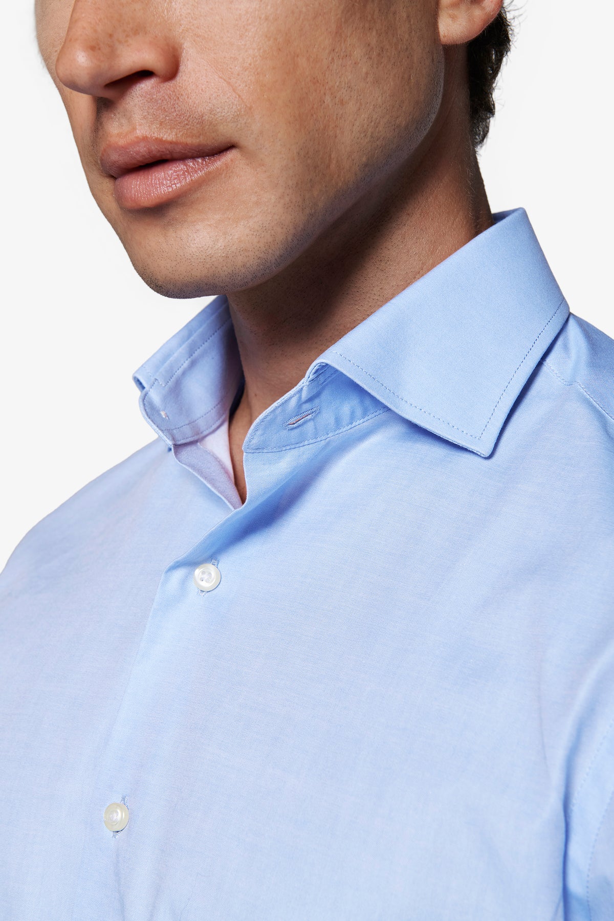 Camicia unita twill celeste slim