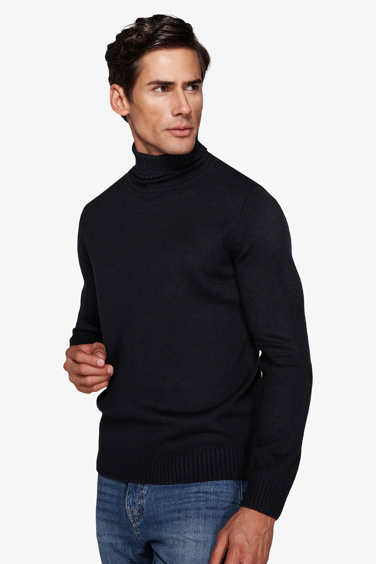 Maglia dolcevita effetto lambswool blu