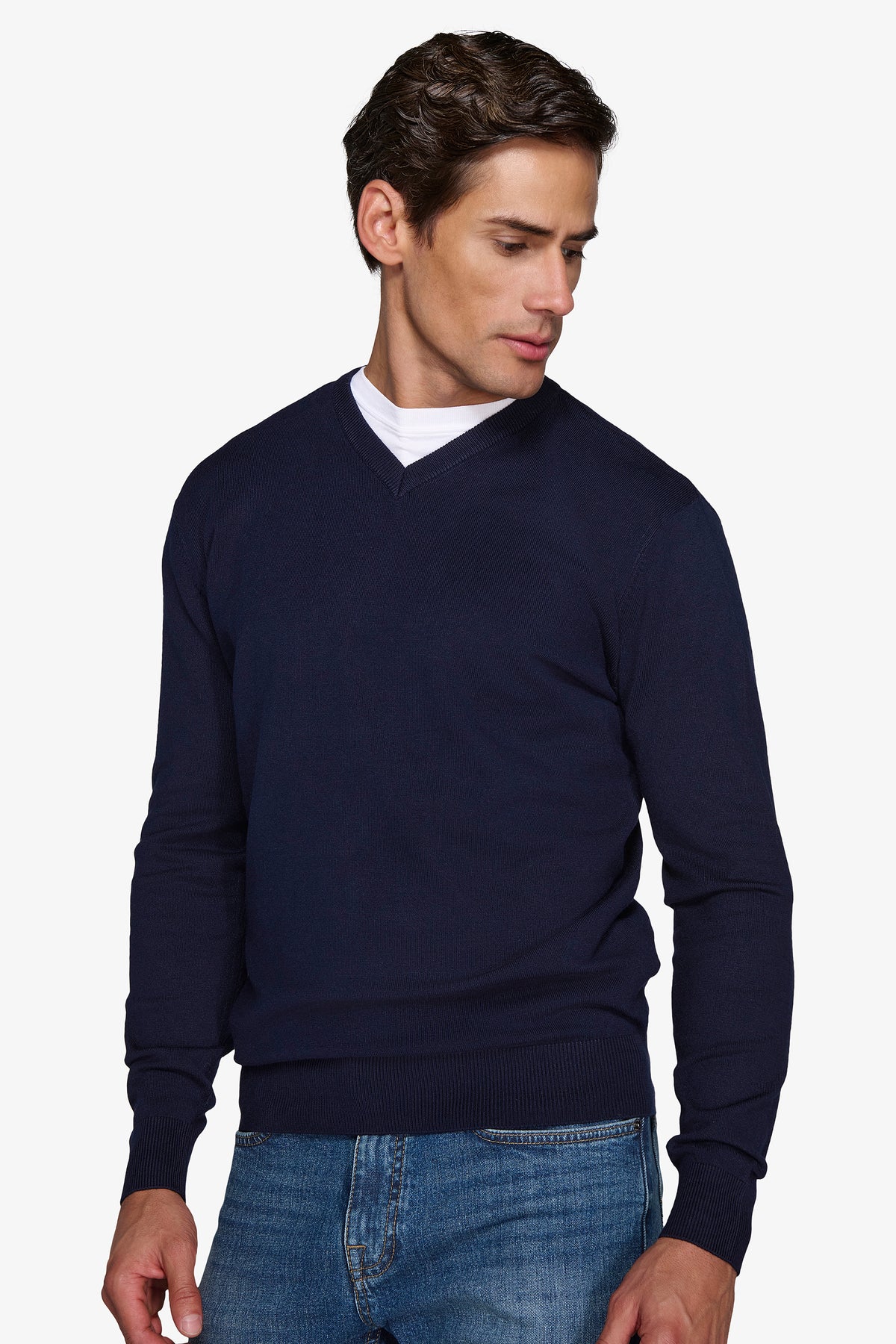 Maglia scollo a V blu