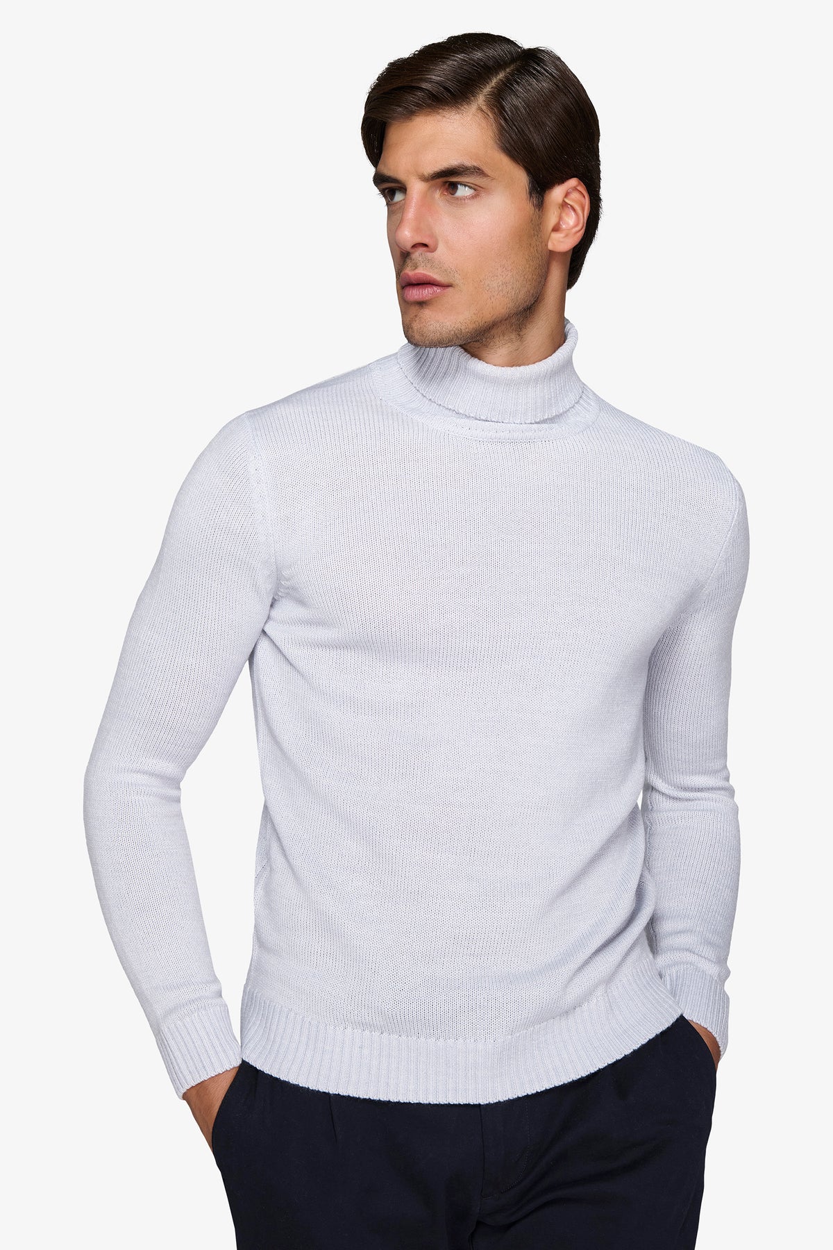 Maglia dolcevita effetto lambswool celeste