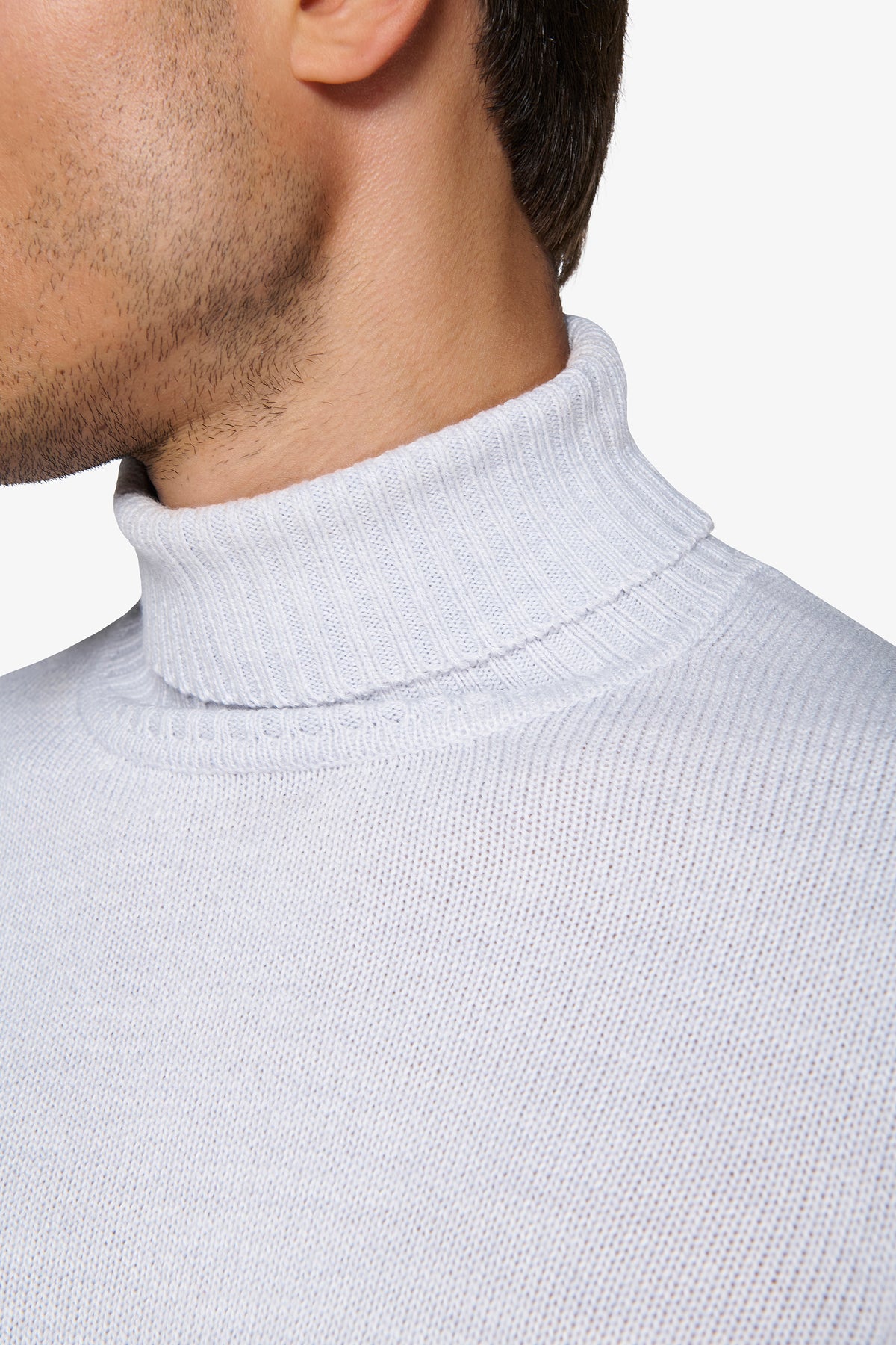 Maglia dolcevita effetto lambswool celeste