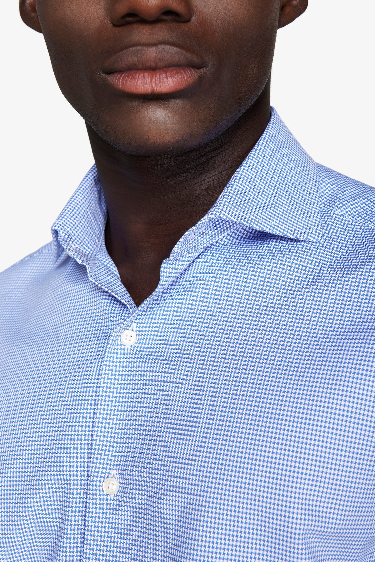 Camicia micro pied de poule azzurra