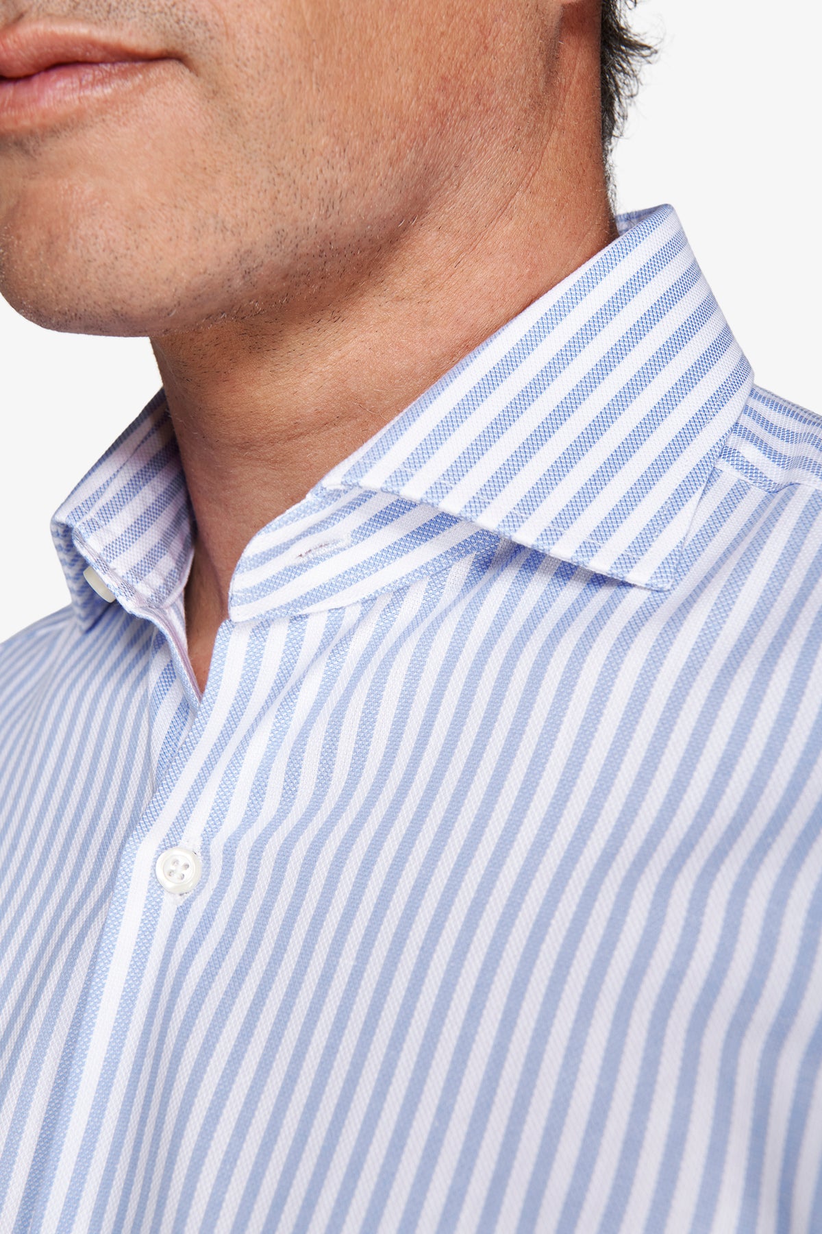 Camicia a righe operata azzurra slim