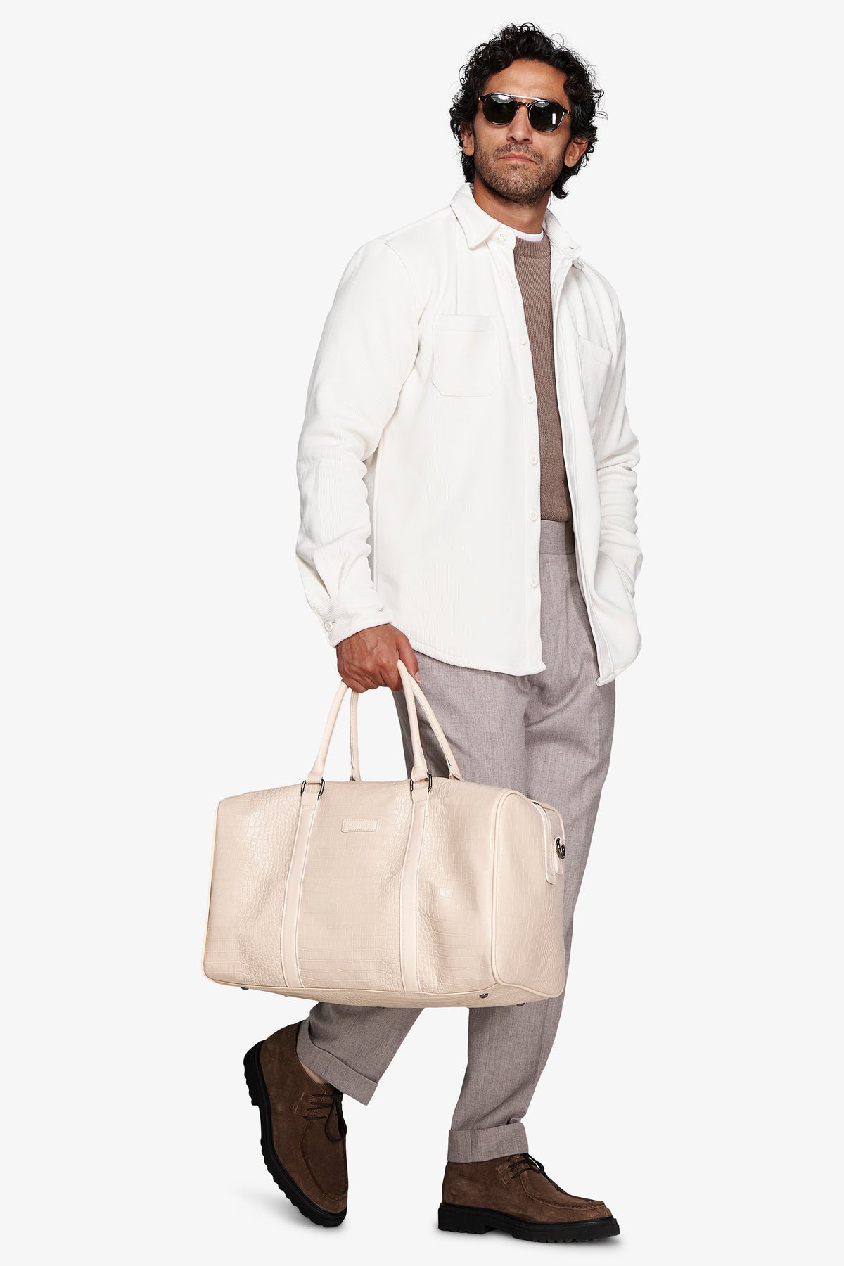 Overshirt effetto velluto a coste panna