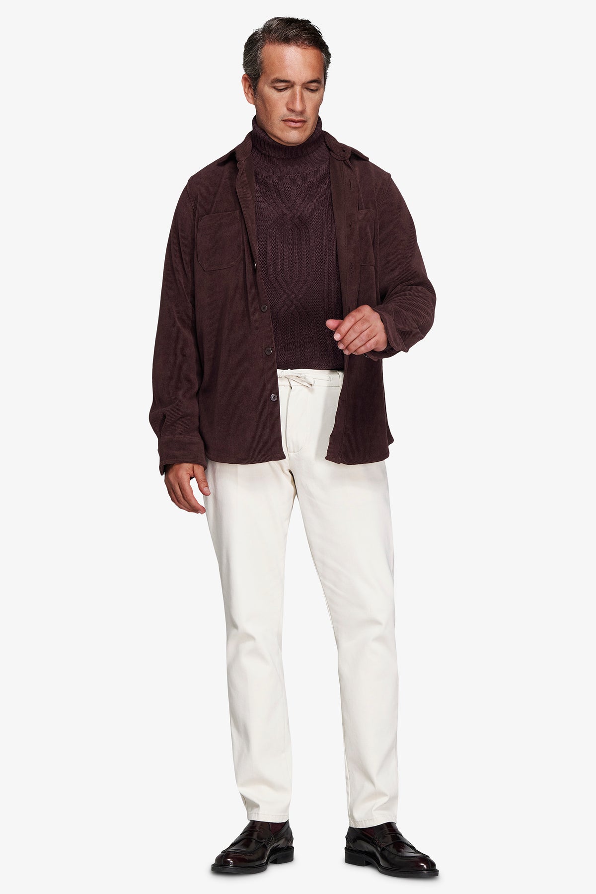 Overshirt effetto velluto a coste bordeaux