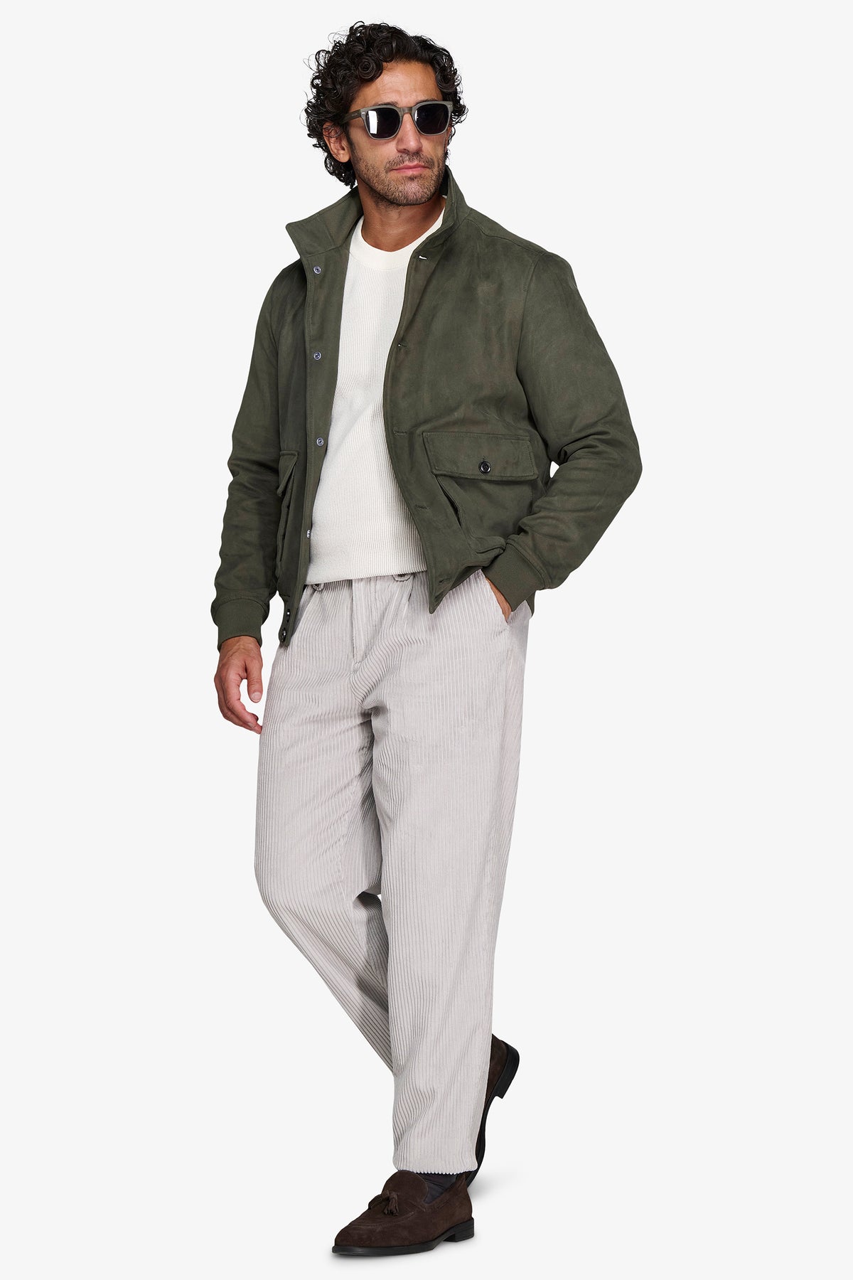 Bomber ecosuede verde