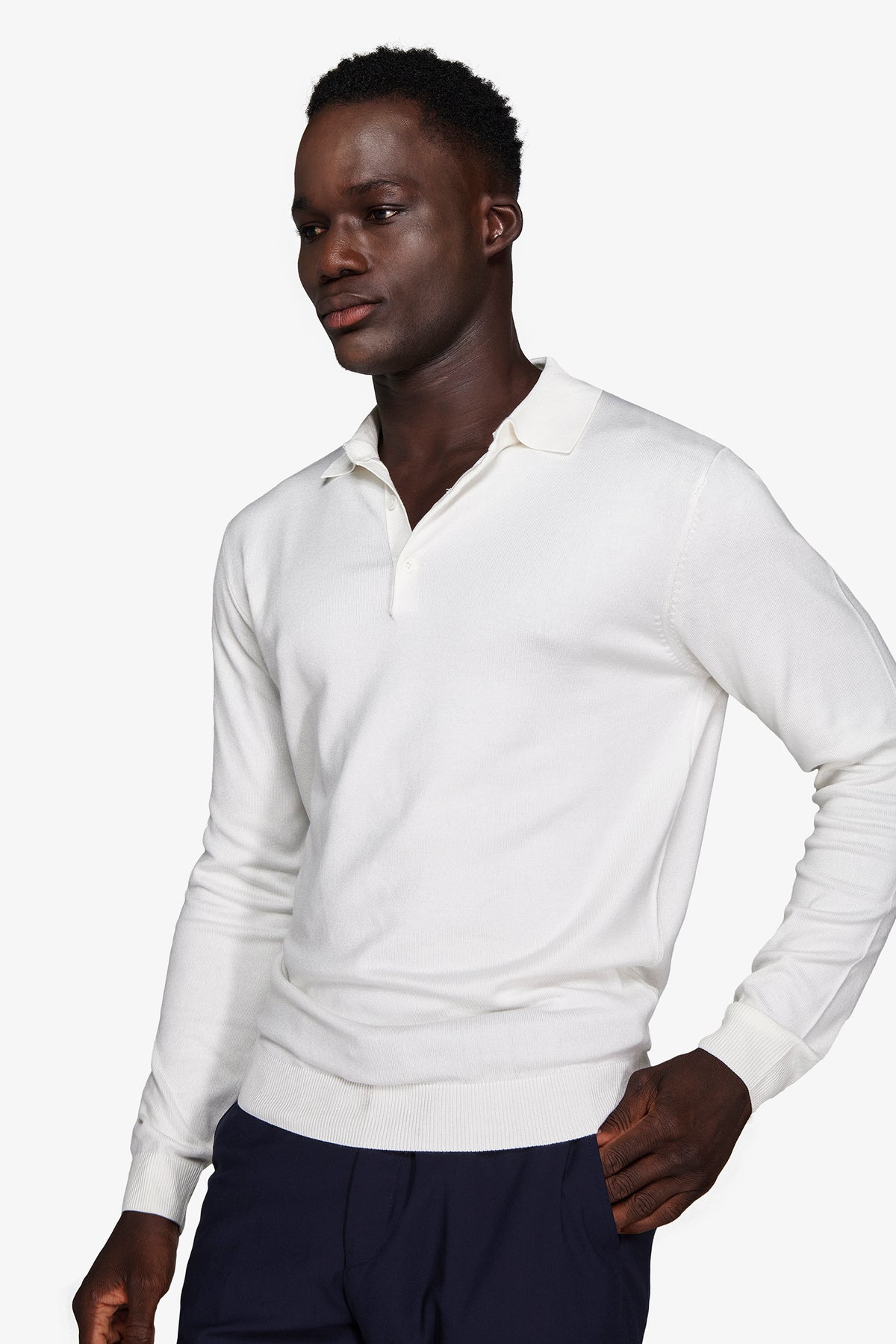 Polo in maglia con bottoni panna