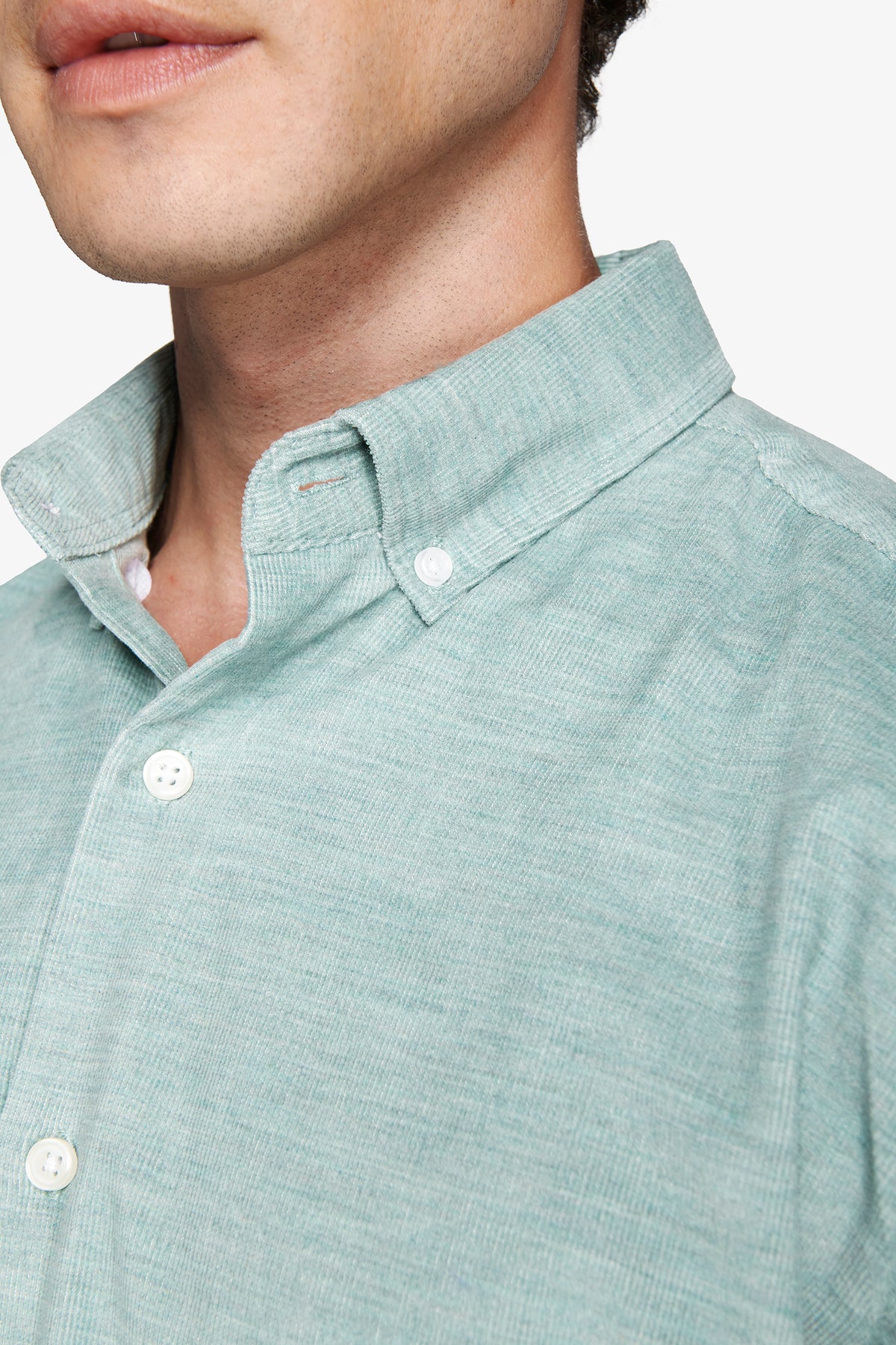 Camicia in velluto millerighe verde acqua