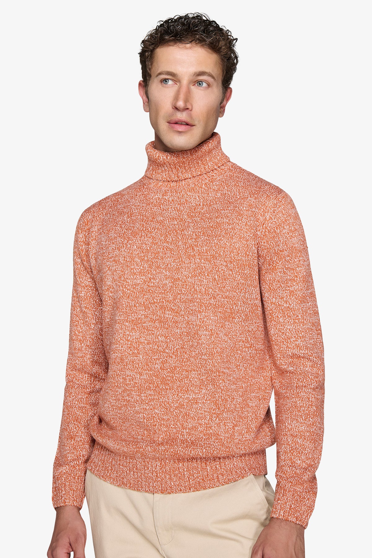 Maglia dolcevita mouline' arancio