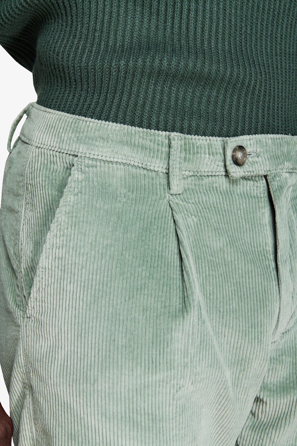 Pantaloni velluto millerighe verde acqua