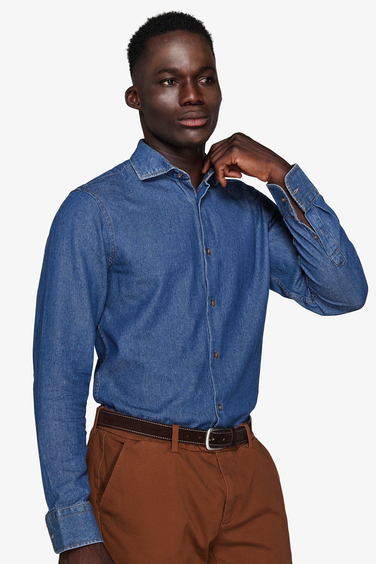 Camicia denim lavaggio scuro chambray