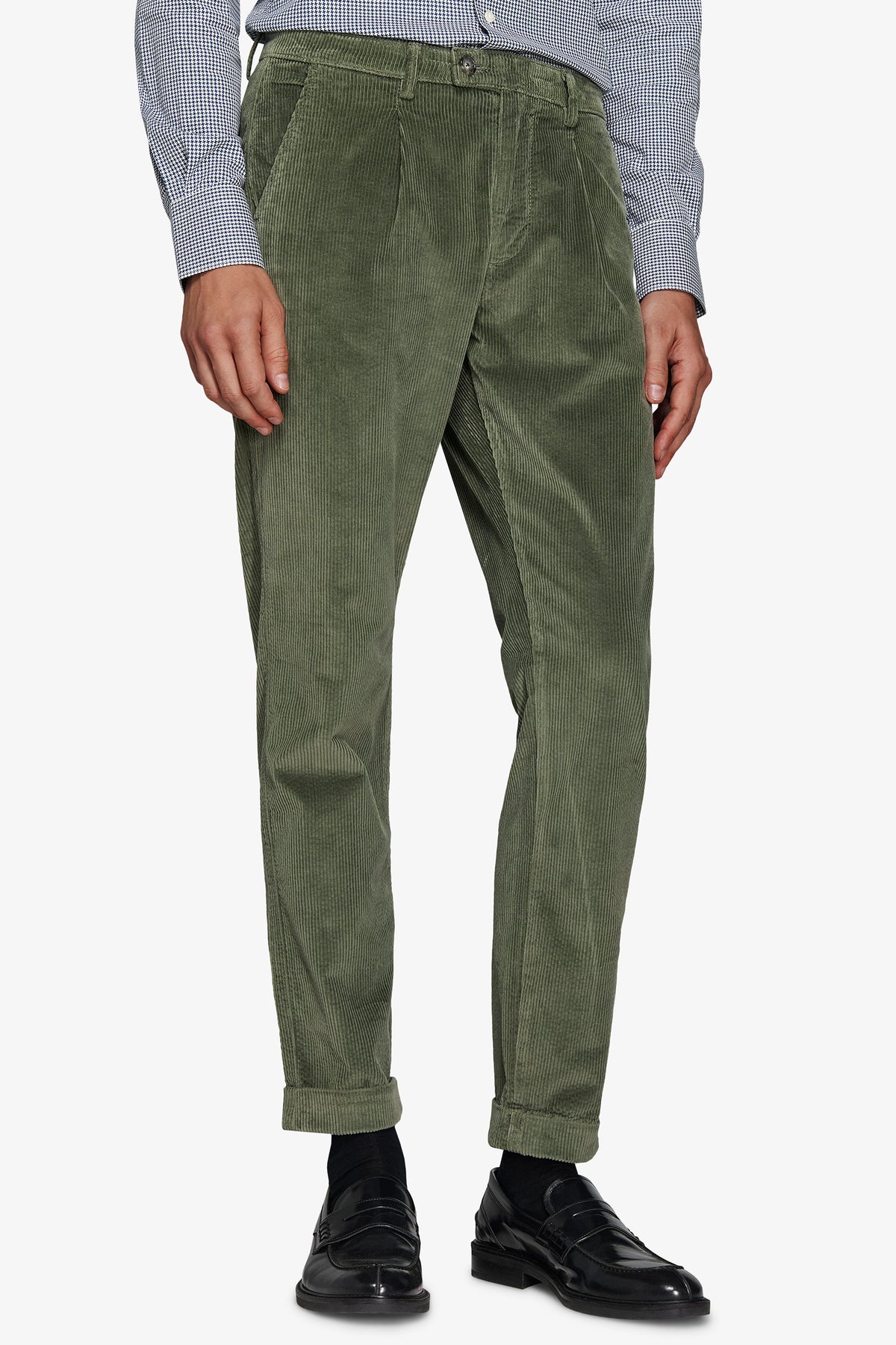 Pantaloni velluto millerighe verde