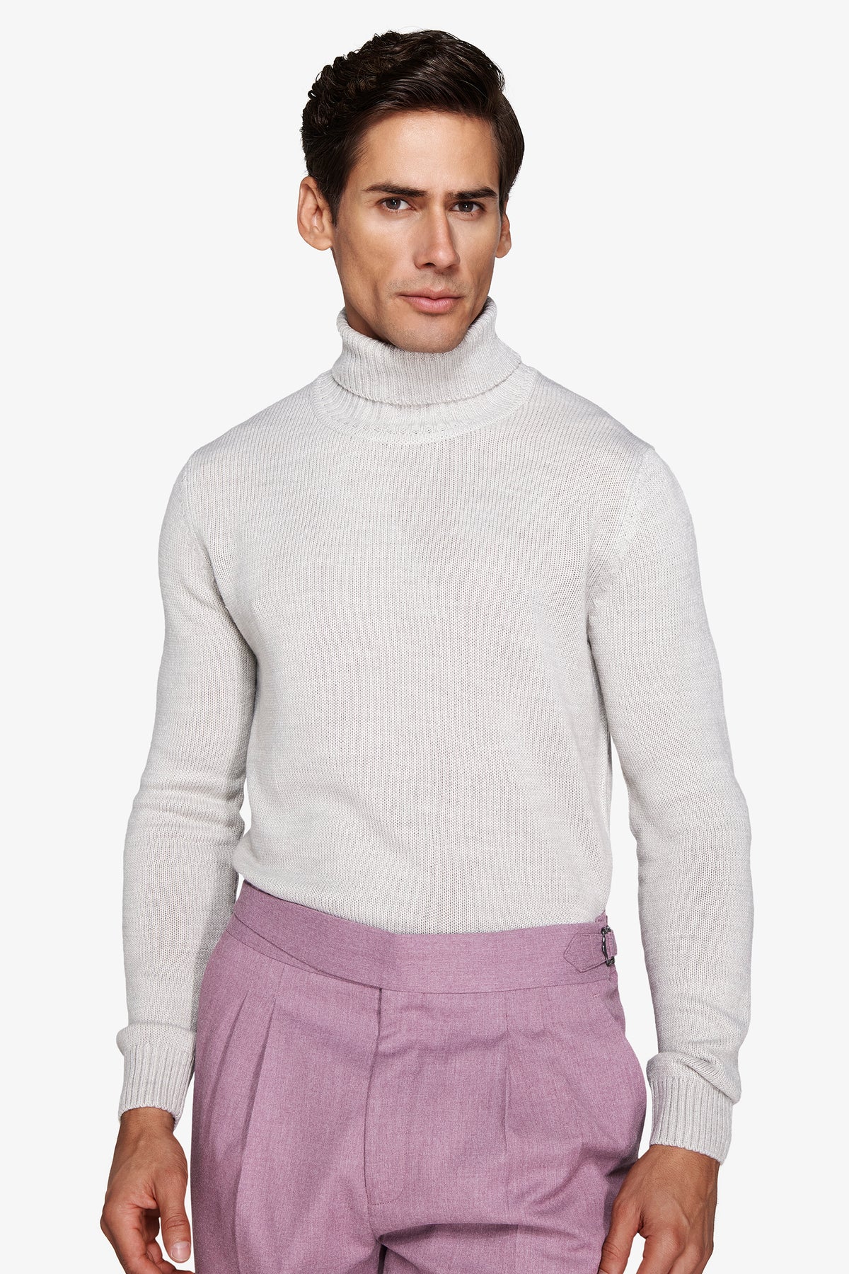 Maglia dolcevita effetto lambswool grigio chiaro