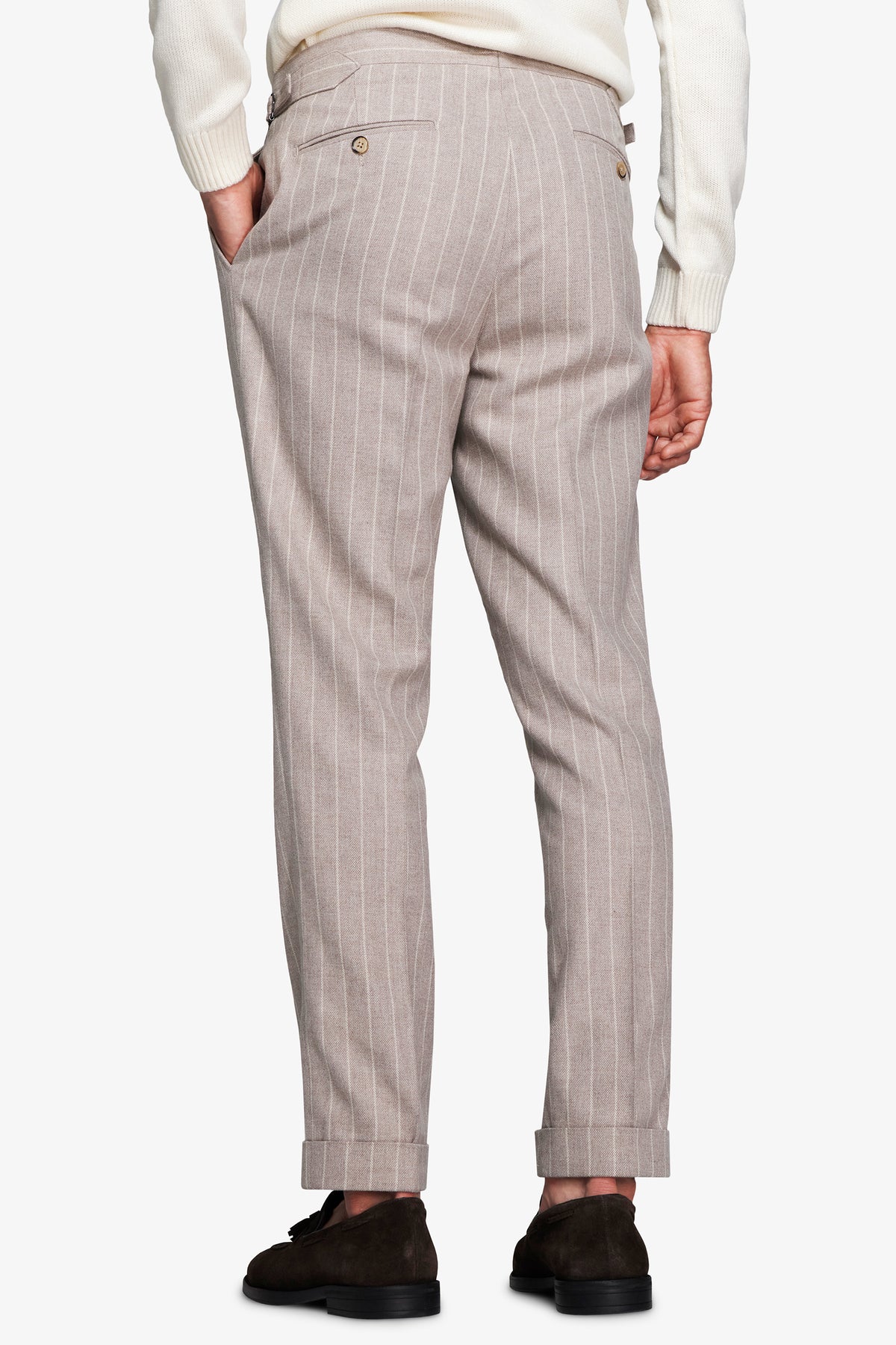 Pantaloni gessati tortora