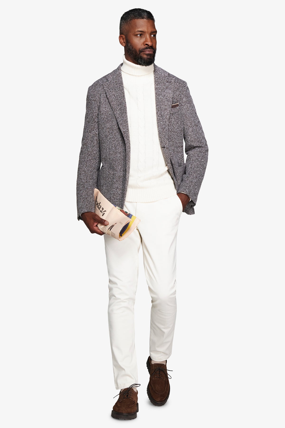 Giacca jersey diagonale tortora