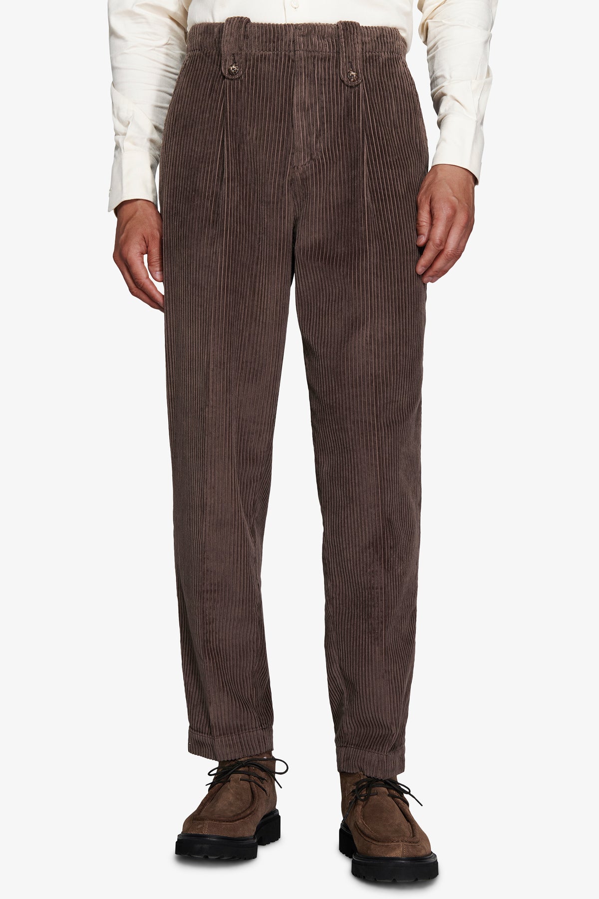 Pantalon en velours à larges côtes gris souris DNJ