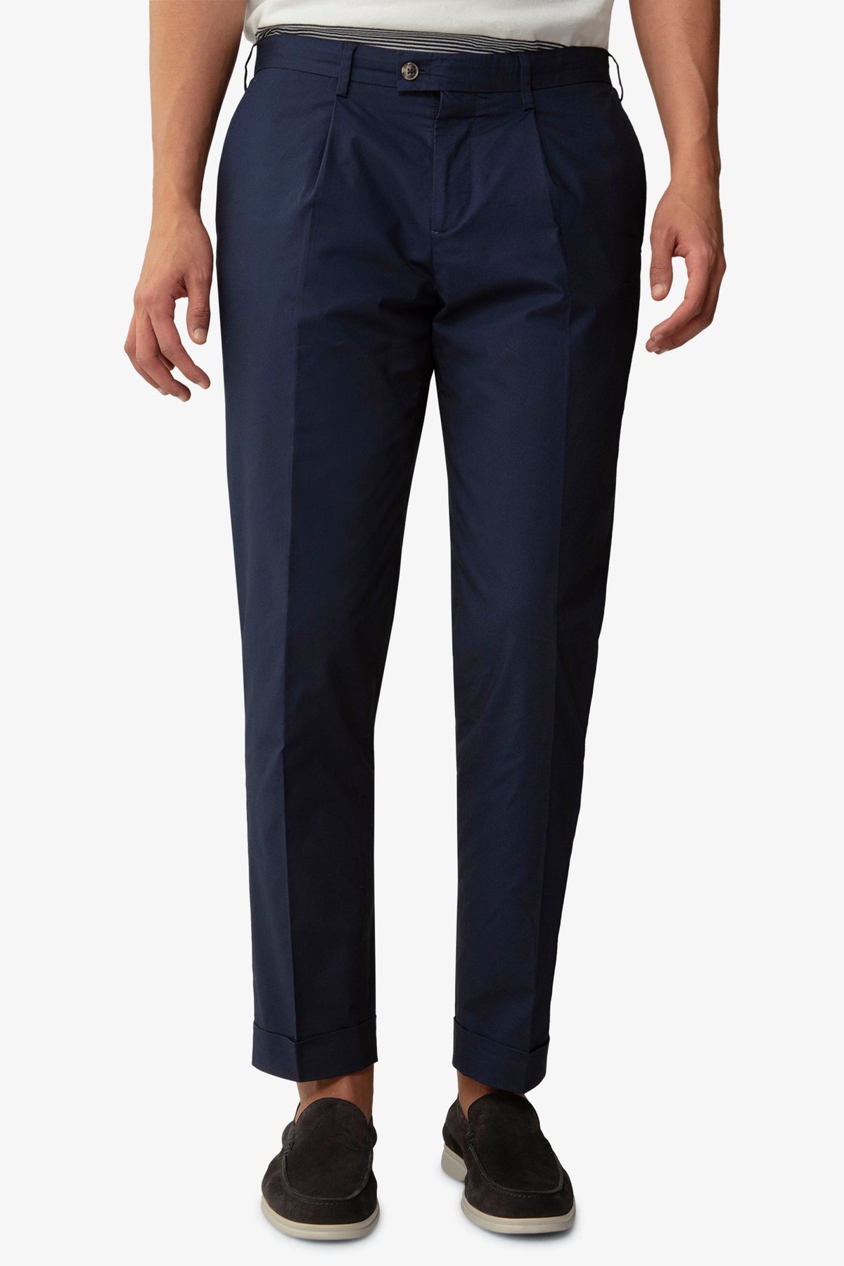 Pantalone da abito tela paracadute blu slim-Dan John