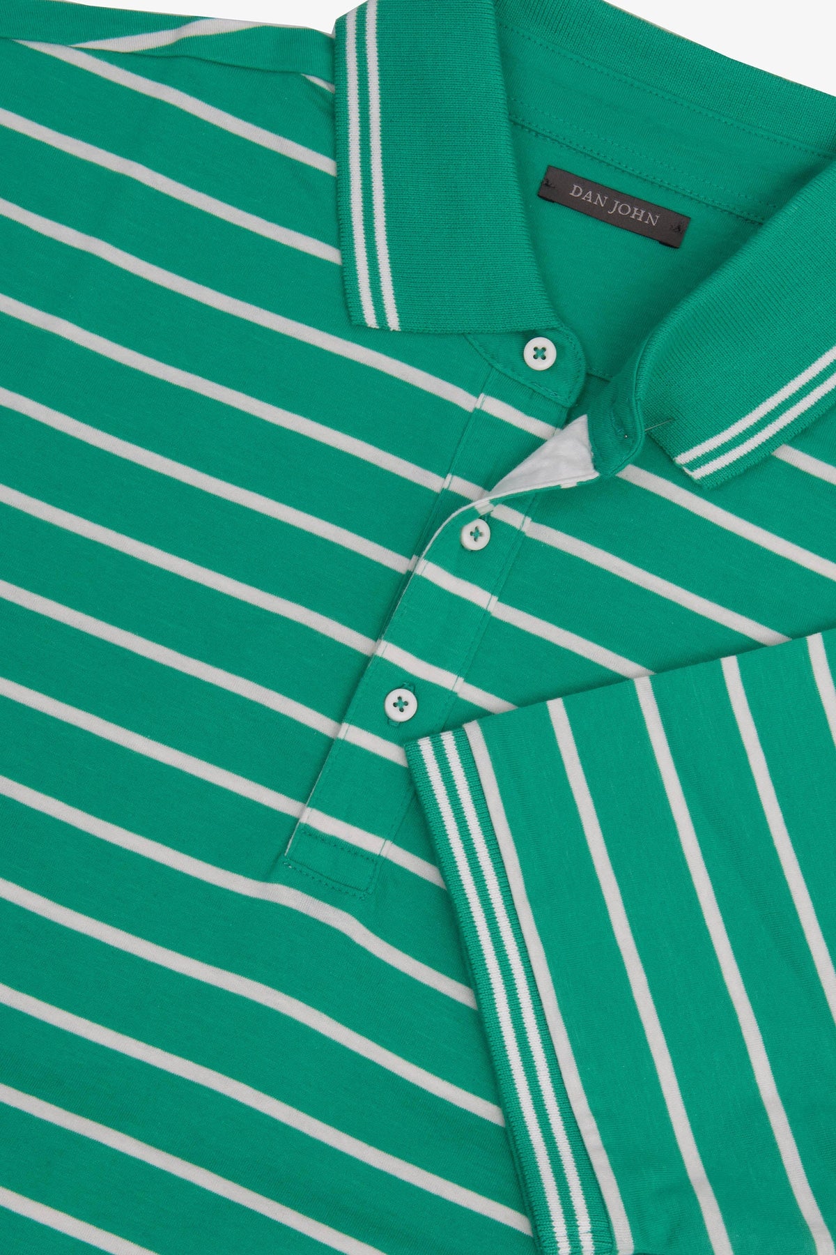 Polo rigata in jersey smeraldo-Dan John