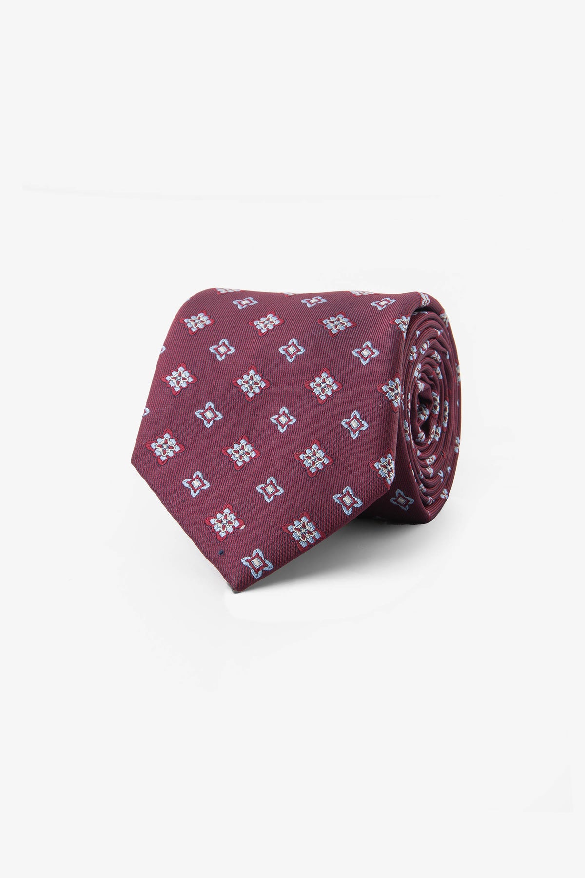 Corbata jacquard microfantasía burdeos