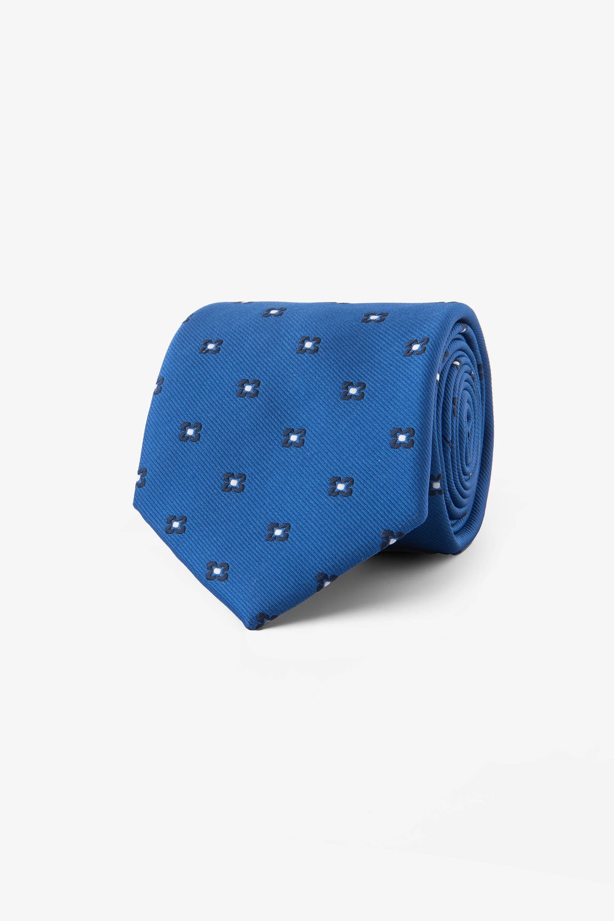 Corbata microfantasía flores azul azafata.