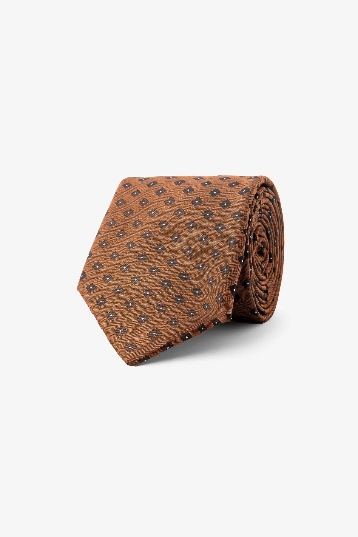 Corbata microfantasía geométrica naranja