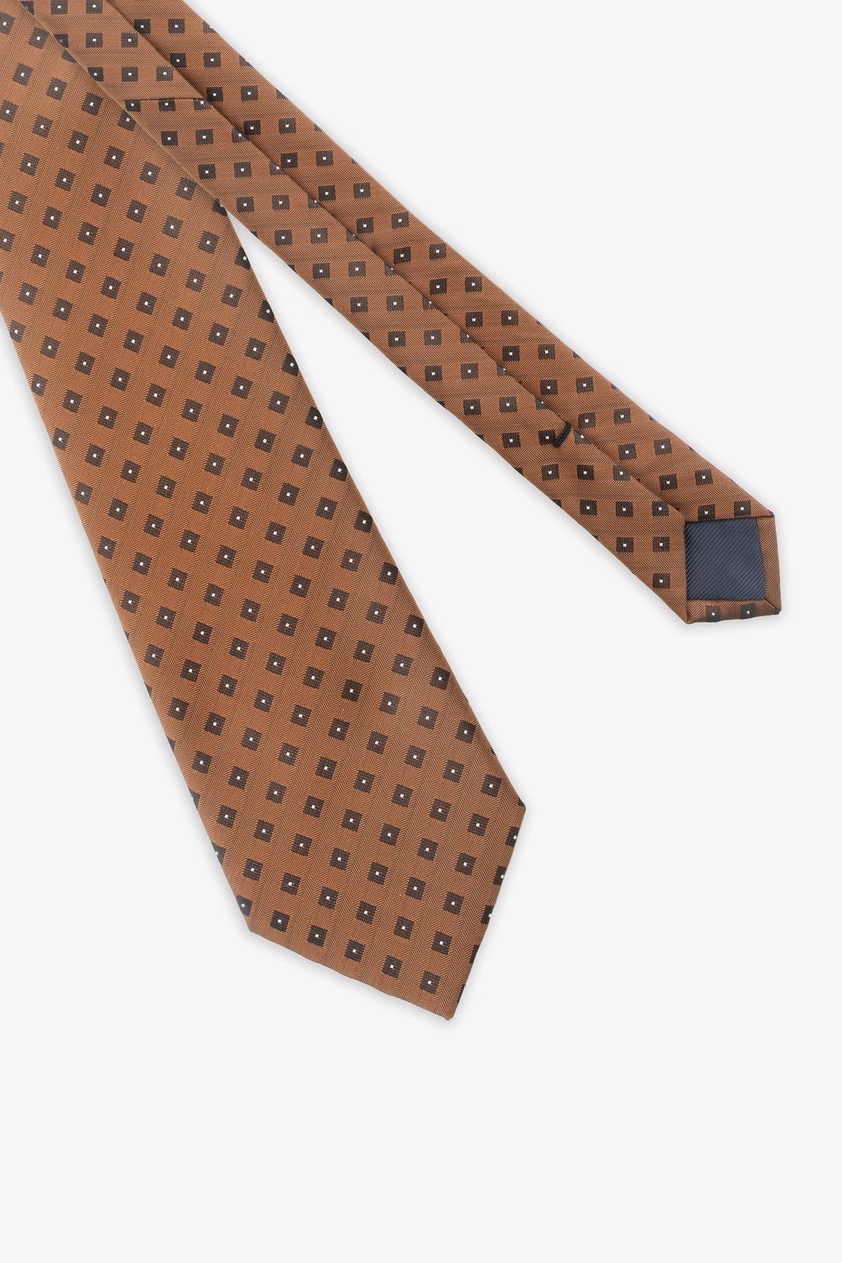 Corbata microfantasía geométrica naranja