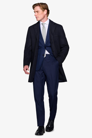 Blue wool blend overcoat