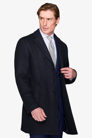 Blue wool blend overcoat