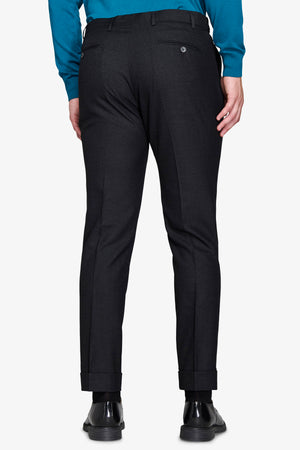 Black melange twill suit trousers