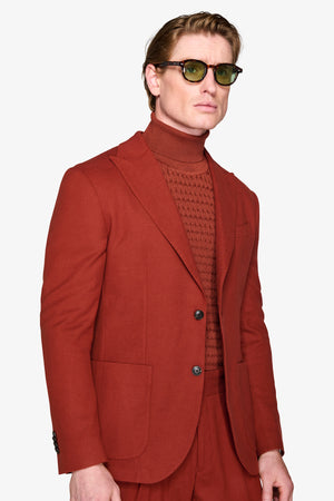 Terracotta compact flannel suit blazer