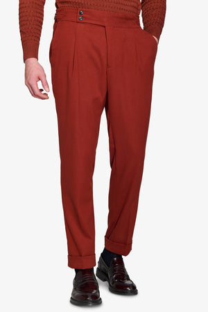 Terracotta compact flannel suit trousers