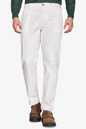 White stretch gabardine trousers