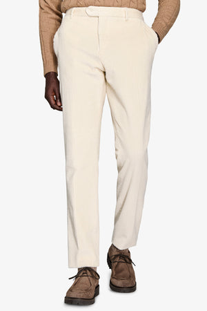 Cream velvet suit trousers