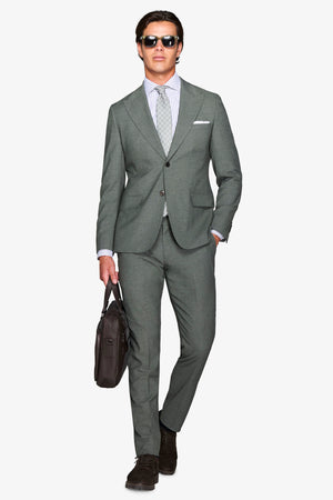 Abito twill melange misto lana verde-Dan John