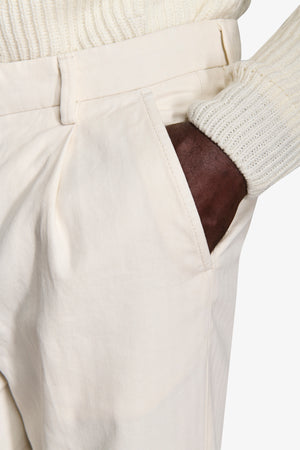 Cream Herringbone slim trousers