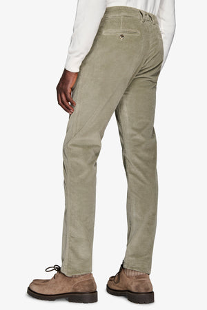 Pantalone chino in velluto salvia