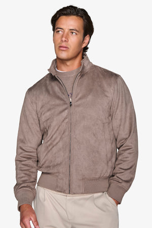 Taupe ecosuede bomber jacket