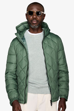 "Ready" green quilted down jacket