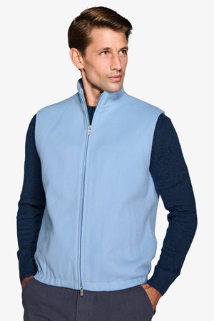 Light blue full zip down vest