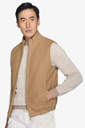 Camel full zip down vest