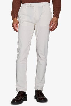 White velvet chino pants