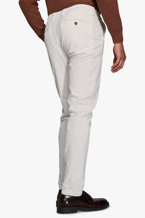 White velvet chino pants