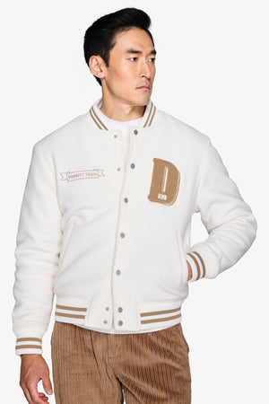 DNJ cream College bomber jacket